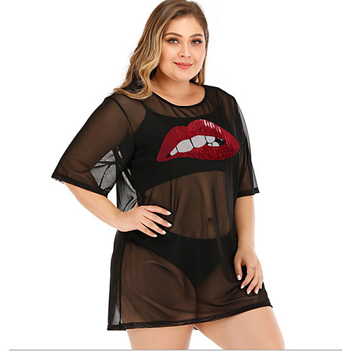 

Women's Cover-Up Swimwear Swimsuit - Solid Colored XL XXL XXXL White Red