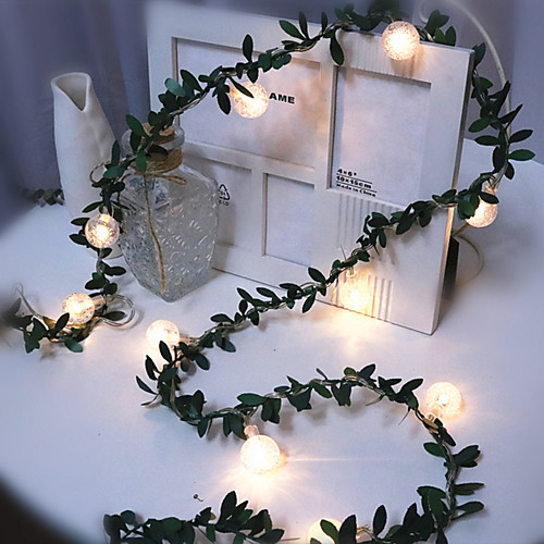 

3M 20 LEDs String Lights Green Leaf Rattan Light String Three Section 5th Battery-Powered Fairy Lights Garland Christmas Holiday Valentine Wedding Party Garden Decor Without Battery