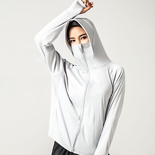 

Women's Hoodie Jacket Yoga Top Summer Thumbhole Pocket Fashion Blue Pink Grey White Yoga Fitness Running Top Long Sleeve Sport Activewear UV Sun Protection Quick Dry Breathable Comfortable Stretchy