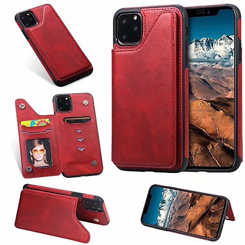 

Case For Apple iPhone SE 2020 / 11 / iPhone 11 Pro / iPhone 11 Pro Max Card Holder / with Stand Back Cover Solid Colored PU Leather for iPhone X / XR / XS / XS Max / 7Plus / 8Plus /7 / 8