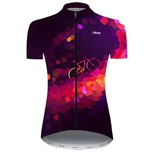 

21Grams Women's Short Sleeve Cycling Jersey Summer Nylon Polyester Violet Polka Dot Gradient 3D Bike Jersey Top Mountain Bike MTB Road Bike Cycling Ultraviolet Resistant Quick Dry Breathable Sports
