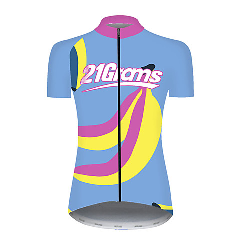 

21Grams Women's Short Sleeve Cycling Jersey Nylon Polyester BlueYellow Fruit Banana Bike Jersey Top Mountain Bike MTB Road Bike Cycling Breathable Quick Dry Ultraviolet Resistant Sports Clothing