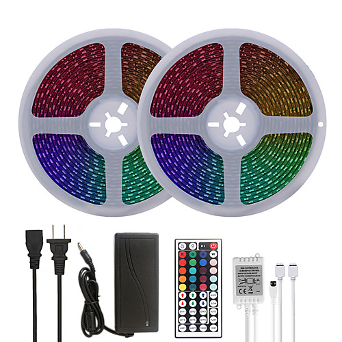 

Bright RGB LED Strip Lights 32.8ft 10M Waterproof RGB Tiktok Lights 1200LEDs SMD 5050 with 44 Keys IR Remote Controller and 100-240V Adapter for Home Bedroom Kitchen TV Back Lights DIY Deco