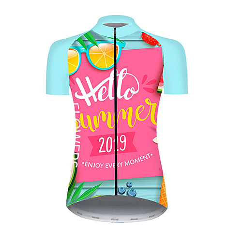 

21Grams Women's Short Sleeve Cycling Jersey Nylon Polyester PinkGreen Fruit Lemon Bike Jersey Top Mountain Bike MTB Road Bike Cycling Breathable Quick Dry Ultraviolet Resistant Sports Clothing