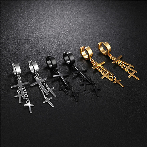 

Women's Hanging Cross Earrings Cross Trendy Fashion Modern Cool Stainless Steel Earrings Jewelry Black / Gold / Silver For Formal Prom Date Street Festival