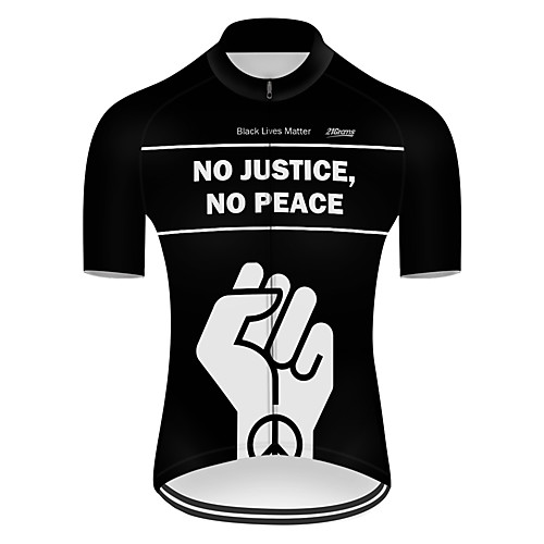 

21Grams Men's Short Sleeve Cycling Jersey Summer Nylon Polyester BlackWhite Solid Color Peace & Love Bike Jersey Top Mountain Bike MTB Road Bike Cycling Ultraviolet Resistant Quick Dry Breathable