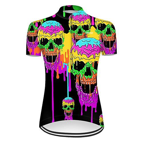 

21Grams Women's Short Sleeve Cycling Jersey Summer Nylon Polyester Violet Gradient Sugar Skull Novelty Bike Jersey Top Mountain Bike MTB Road Bike Cycling Ultraviolet Resistant Quick Dry Breathable