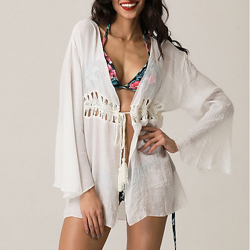 

Women's Cover-Up Swimsuit Solid Colored Normal Swimwear Bathing Suits White