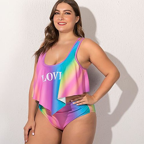 

Women's Tankini Swimwear Swimsuit - Rainbow Print L XL XXL Rainbow
