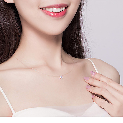 

Women's Choker Necklace Pendant Necklace Dainty Artistic Elegant Fashion Zircon S925 Sterling Silver White 40 cm Necklace Jewelry For Street Birthday Party Beach Festival