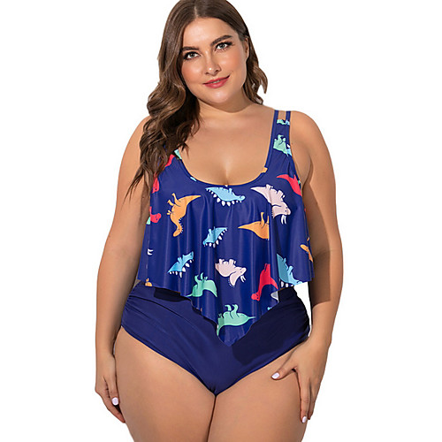 

Women's Tankini Swimwear Swimsuit - Animal L XL XXL Royal Blue