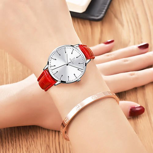 

Women's Quartz Watches Casual Fashion Genuine Leather Quartz WhiteBlue White / Black WhiteRed Water Resistant / Waterproof Analog