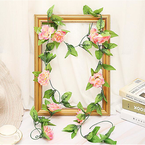 

Artificial Fake Rose Silk Flower Green Leaf Vine Garland Ivy Vine Hanging Garland Home Wall Party Decor Wedding Garden Decoration Bouquet House Decor 240cm Light Pink