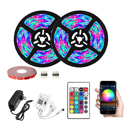 

LED WiFi Wireless RGB LED Smart Strip Lights 2835 600LEDs 32.8Ft 10M With 24 Keys Remote Control Flexible Tape Lights Fits AlexaGoogle Home