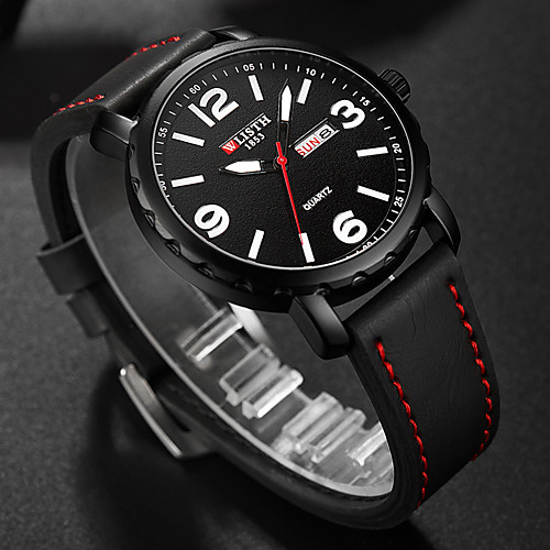 

WLISTH Men's Sport Watch Quartz Modern Style Stylish PU Leather Black 30 m Water Resistant / Waterproof Calendar / date / day Noctilucent Analog - Digital Casual Cool - Black Yellow Two Years Battery