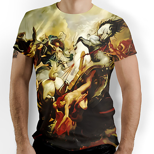 

Men's T shirt Shirt Graphic Animal Print Short Sleeve Daily Tops Basic Round Neck Green