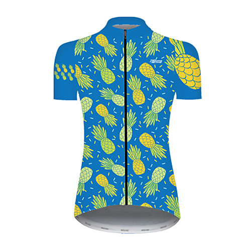 

21Grams Women's Short Sleeve Cycling Jersey Summer Nylon Polyester BlueYellow Pineapple Fruit Bike Jersey Top Mountain Bike MTB Road Bike Cycling Ultraviolet Resistant Quick Dry Breathable Sports