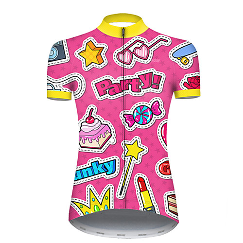 

21Grams Women's Short Sleeve Cycling Jersey Summer Nylon Polyester Pink Butterfly Heart Stars Bike Jersey Top Mountain Bike MTB Road Bike Cycling Ultraviolet Resistant Quick Dry Breathable Sports