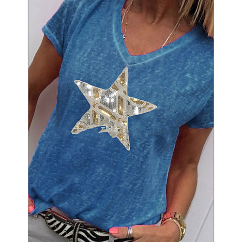 

Women's Geometric Blouse Daily Weekend White / Blue / Blushing Pink / Green