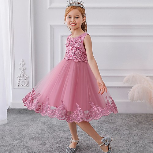

Ball Gown Knee Length Flower Girl Dresses Party Tulle Sleeveless Jewel Neck with Bow(s)