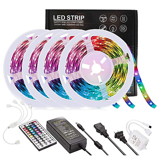 

Waterproof LED Light Strips Kit RGB Tiktok Lights 2835 1200 LEDs 8mm Strip Flexible Light LED IR 44Key Remote Controller with EU US AU UK Power Supply AC110-240V 12V 6A