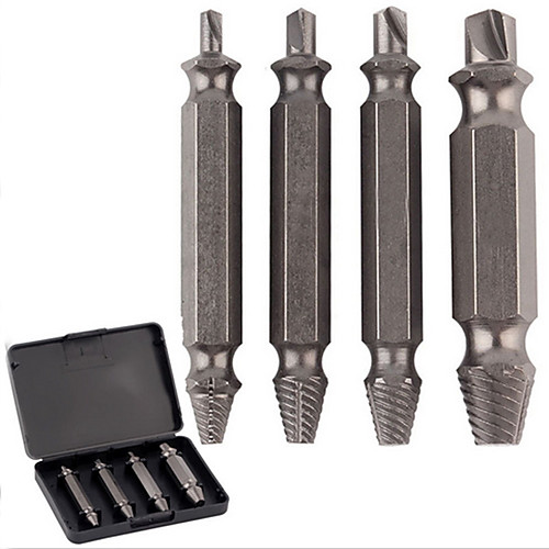 

4pcs Screw Extractor Drill Set Broken Rusted Stripped Damaged Screw Speed