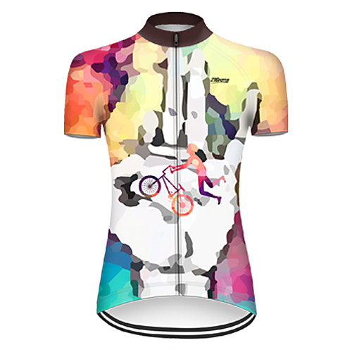 

21Grams Women's Short Sleeve Cycling Jersey Summer Nylon Polyester OrangeWhite Patchwork Gradient Funny Bike Jersey Top Mountain Bike MTB Road Bike Cycling Ultraviolet Resistant Quick Dry Breathable