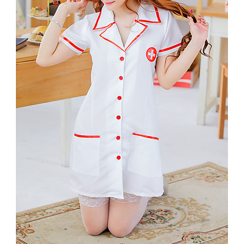 

Women's Lace Cut Out Uniforms & Cheongsams Suits Nightwear Jacquard Solid Colored White One-Size