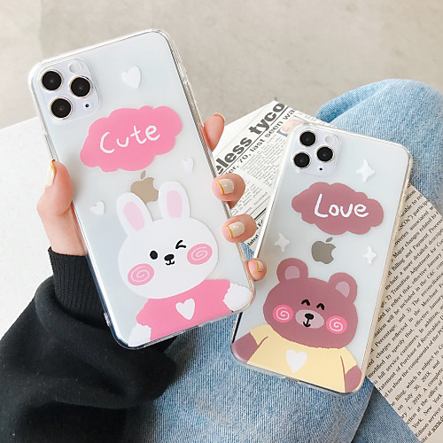 

Case For Apple 11 11Pro 11promax X XS XR XSmax simple bear small rabbit transparent TPU material ultra-thin mobile phone case