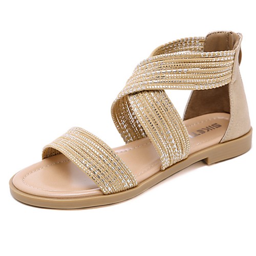 

Women's Sandals Summer Flat Heel Open Toe Roman Shoes Daily PU Almond / Black