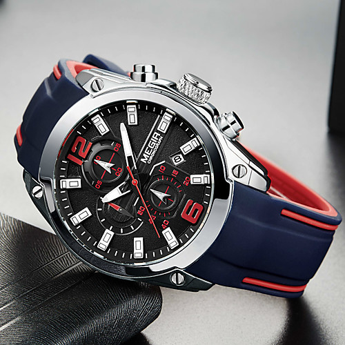 

MEGIR Men Watch Luxury Chronograph Waterproof Sport Male Clock Rubber Military Army Wristwatch