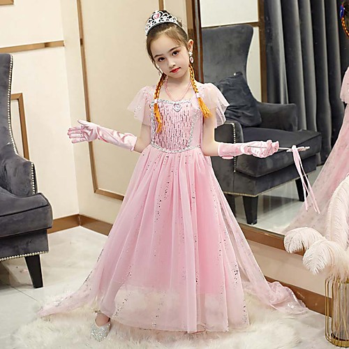 

Fairytale Frozen Dress Girls' Movie Cosplay Cosplay European Vacation Dress Blue Pink Purple (With Accessories) Dress Children's Day Polyester Cotton