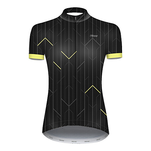 

21Grams Women's Short Sleeve Cycling Jersey Nylon Polyester Black / Yellow Stripes Patchwork Bike Jersey Top Mountain Bike MTB Road Bike Cycling Breathable Quick Dry Ultraviolet Resistant Sports