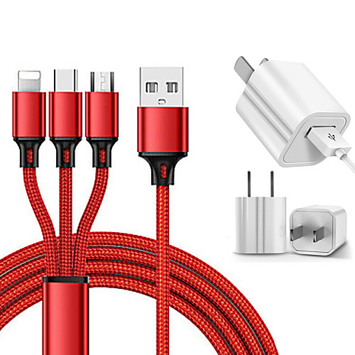 

Mini USB Cable 2.5 A 1.2m(4Ft) 1 to 3 Terylene USB Cable Adapter For Huawei / Xiaomi / iPhone