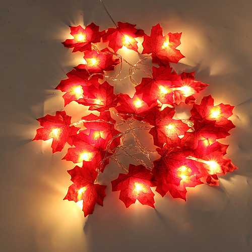 

3M 20 LEDs Maple Leafs LED String Lights Battery Operated Fairy Lights Christmas Wedding Garden Party Family Party Stair Railing Room Decoration Without Battery Delivery