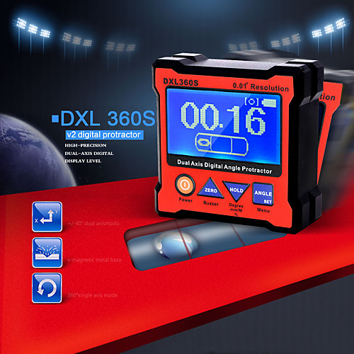 

DXL360S PROFESIONAL DE DOBLE EJE Digital indicador de nivel de pantalla doble eje ngulo Digital transportador con 5 lados magntico Base