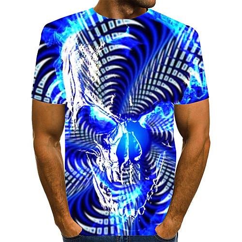 

Men's T shirt Graphic Optical Illusion Geometric Plus Size Print Short Sleeve Daily Tops Streetwear Exaggerated Rainbow