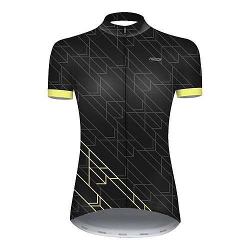 

21Grams Women's Short Sleeve Cycling Jersey Nylon Polyester Black / Yellow Plaid / Checkered Patchwork Bike Jersey Top Mountain Bike MTB Road Bike Cycling Breathable Quick Dry Ultraviolet Resistant