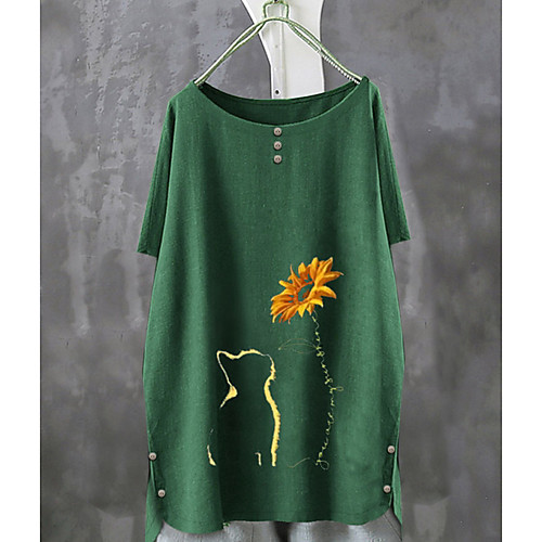 

Women's Floral T-shirt Daily Blue / Fuchsia / Green / Navy Blue
