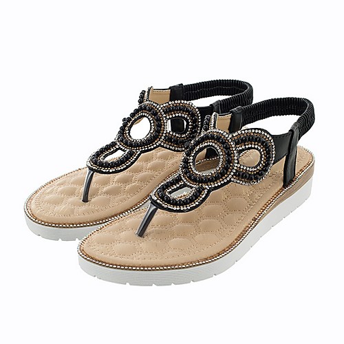 

Women's Sandals Summer Flat Heel Open Toe Daily PU White / Black / Red