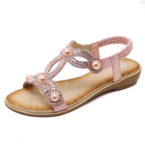 

Women's Sandals Summer Flat Heel Open Toe Daily PU Black / Pink / Gold