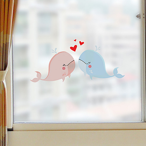 

Cartoon Whale Pattern Matte Window Sticker Bathroom Kitchen Kids Room Shop Living Room Bedroom Balcony Window Film 6058cm