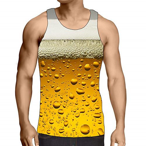 

Men's Tank Top 3D Print Graphic Beer Plus Size Print Sleeveless Daily Tops Streetwear Exaggerated Rainbow