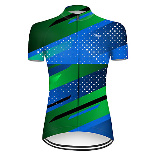

21Grams Women's Short Sleeve Cycling Jersey Nylon Polyester Blue 3D Stripes Gradient Bike Jersey Top Mountain Bike MTB Road Bike Cycling Breathable Quick Dry Ultraviolet Resistant Sports Clothing