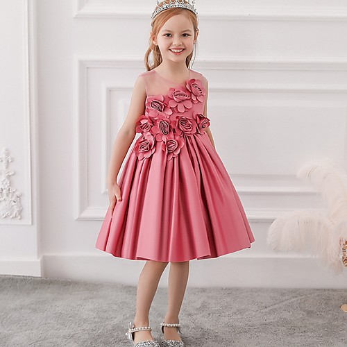 

Princess Knee Length Flower Girl Dresses Party Tulle Sleeveless Jewel Neck with Bow(s)