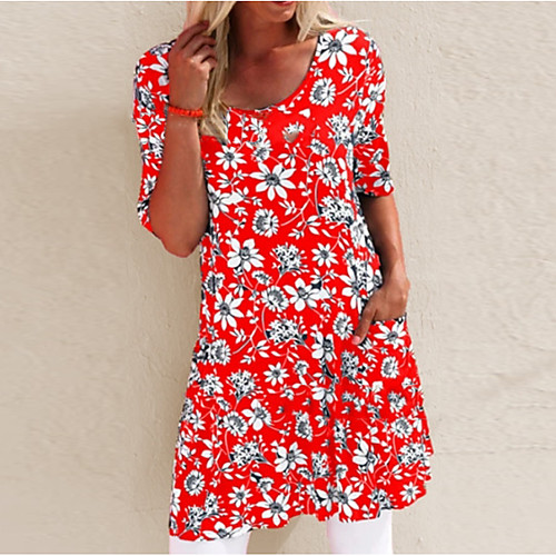 

Women's A-Line Dress Short Mini Dress - Short Sleeves Floral Summer Casual 2020 Black Blue Purple Red Orange Green S M L XL XXL XXXL XXXXL XXXXXL