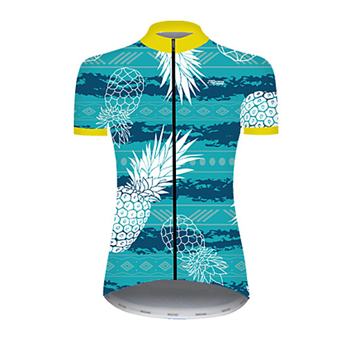 

21Grams Women's Short Sleeve Cycling Jersey Nylon Polyester BlueYellow Stripes Fruit Pineapple Bike Jersey Top Mountain Bike MTB Road Bike Cycling Breathable Quick Dry Ultraviolet Resistant Sports