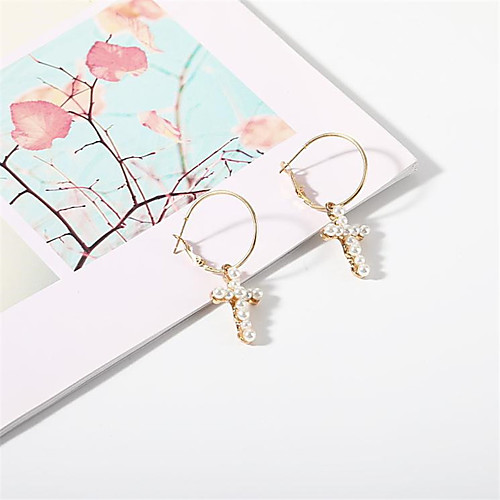 

Women's Hanging Cross Earrings Cross Statement Trendy Fashion Modern Cool 18K Gold Plated Earrings Jewelry Gold For Formal Prom Date Street Festival