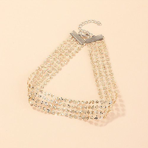 

Women's Choker Necklace Necklace Sequins Lucky Simple Classic Elegant Trendy Chrome Gold 37 cm Necklace Jewelry 1pc For Wedding Party Evening Street Beach Festival