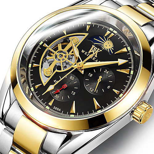 

WEISIKAI Men's Mechanical Watch Automatic self-winding Modern Style Stylish Stainless Steel Water Resistant / Waterproof Calendar / date / day Noctilucent Analog Casual Big Face - Black / Silver
